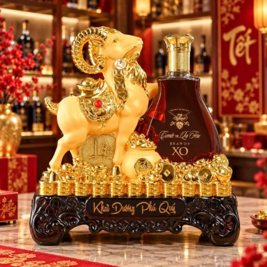 Kệ Rượu Dê Khai Dương Phú Quý – kèm rượu XO